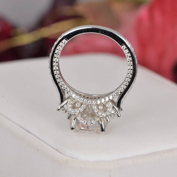 9.5tcw Certified Moissanite Oval Cut Engagement Ring 925 Sterling - Picture 3 of 9